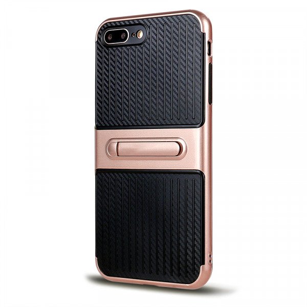 Wholesale iPhone 7 Plus Slim Fit Kickstand Hybrid Case (Rose Gold)